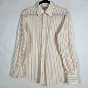 Ermenegildo Zegna 100% Cotton Striped Italy Mens Large Long Sleeve Button Shirt